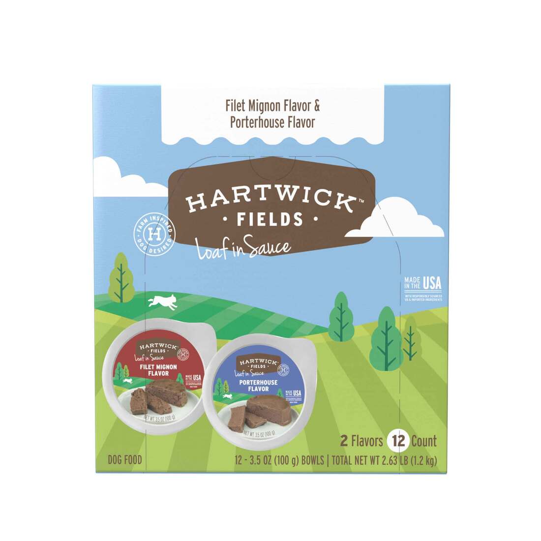 Hartwick Fields Adult Porterhouse Flavor & Filet Mignon Flavor Loaf In Sauce Wet Dog Food Variety Pa