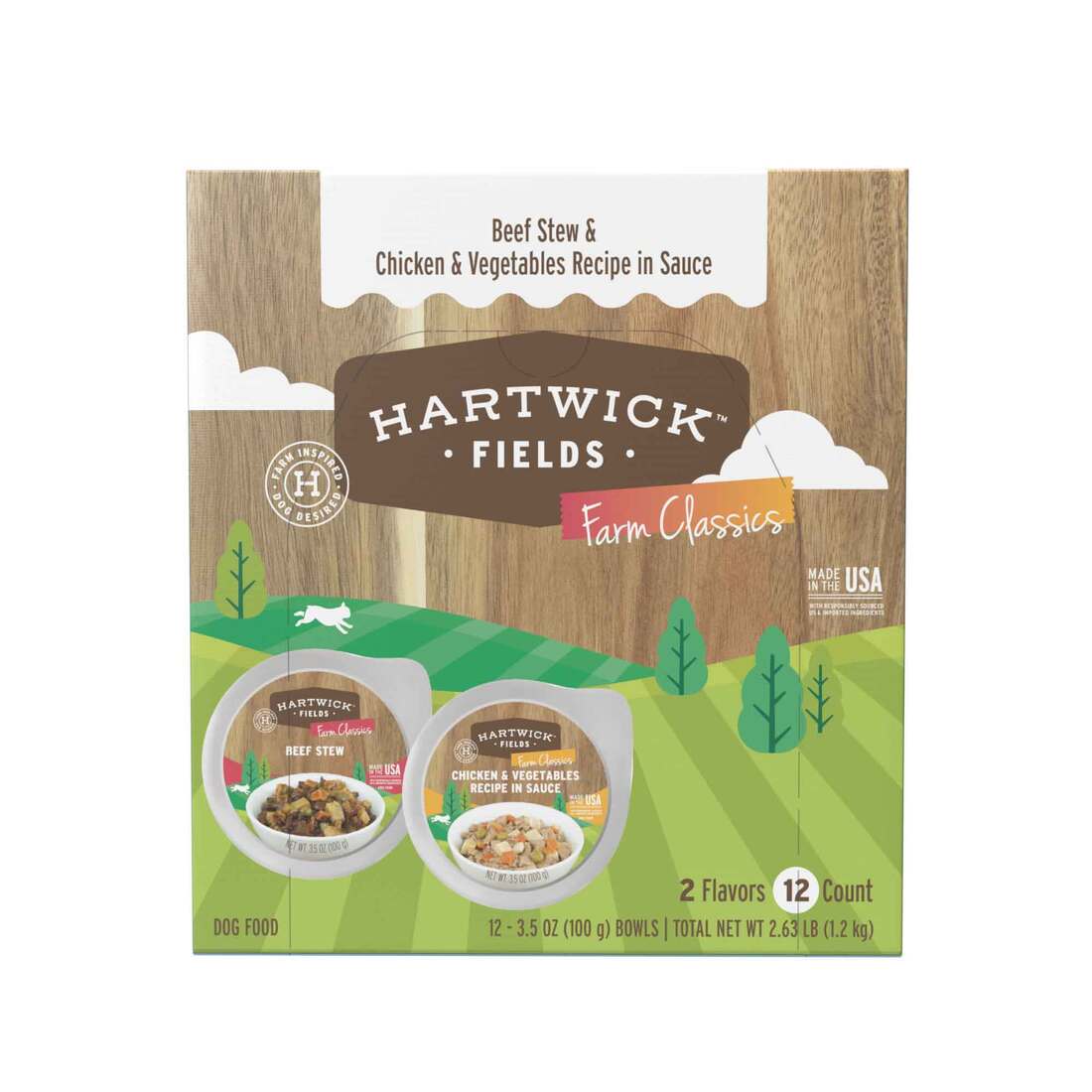 Hartwick Fields Farm Classics Adult Beef Stew & Chicken & Vegetables Recipe In Sauce Wet Dog Food, 1