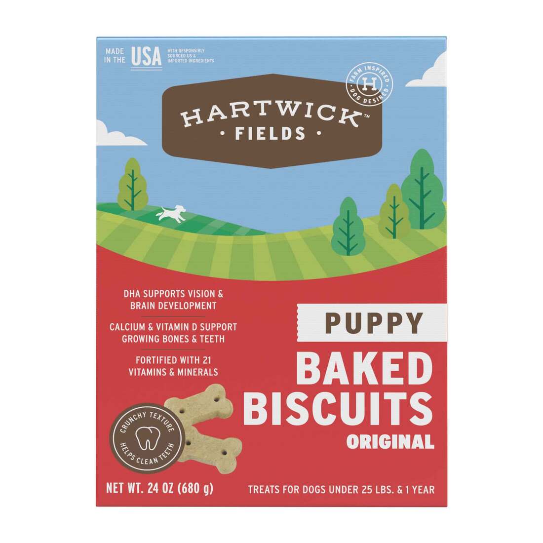 Hartwick Fields Puppy Baked Biscuits, Original, 24 Ounces