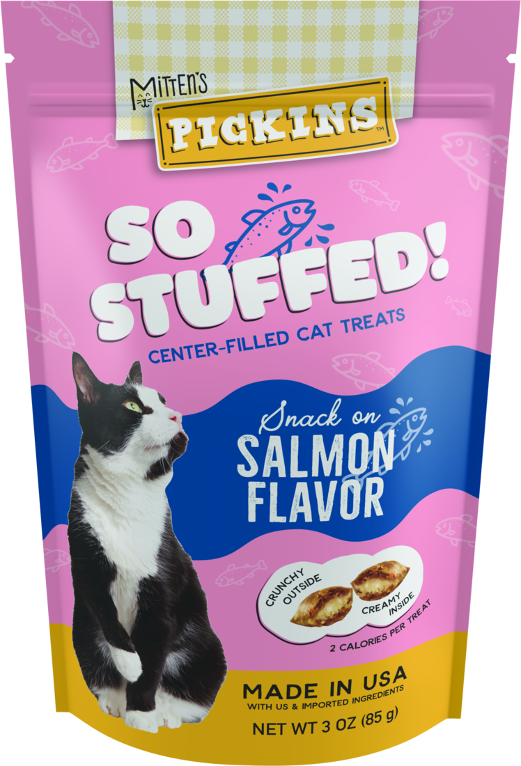Mitten's Pickins Snack On Salmon Flavor Center-Filled Cat Treats, 3 Ounces