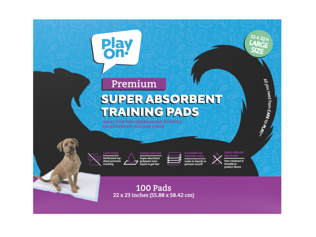 Play On Premium Super Absorbant Training Pads, 100 Count, 23" x 22"