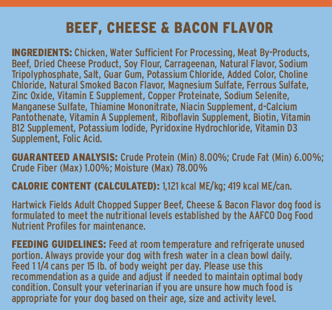 Hartwick Fields Adult Chopped Supper With Beef, Bacon & Cheese Flavor Wet Dog Food, 13.2 Ounces