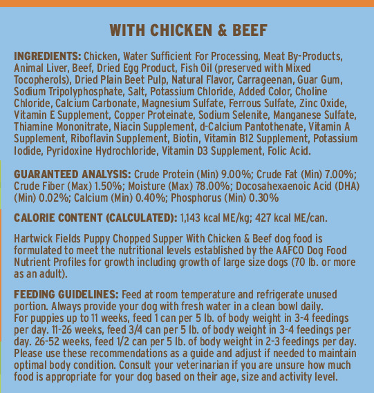 Hartwick Fields Puppy Chopped Supper With Chicken & Beef Wet Dog Food, 13.2 Ounces