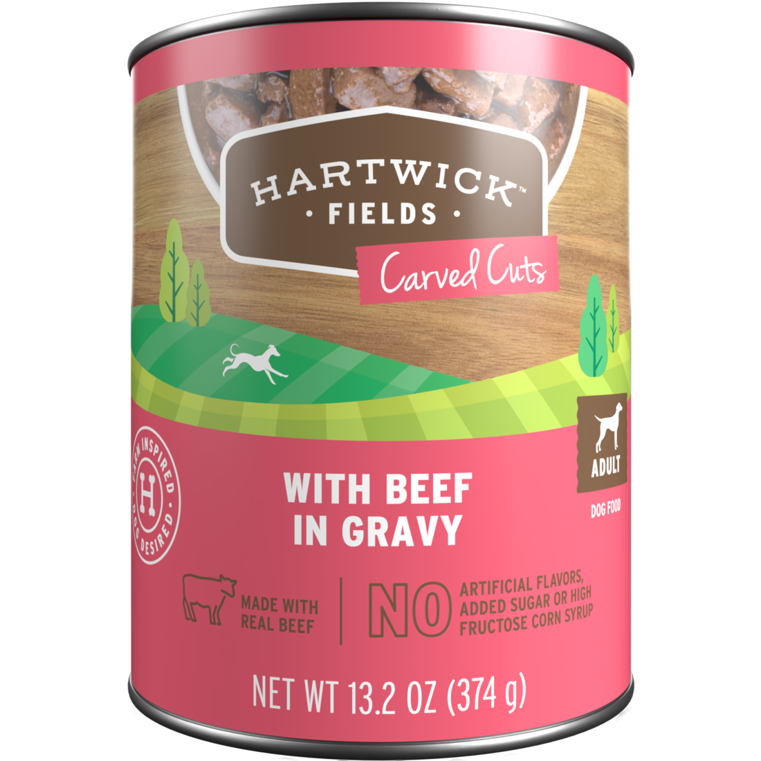 Hartwick Fields Adult Carved Cuts With Beef in Gravy Wet Dog Food, 13.2 Ounces