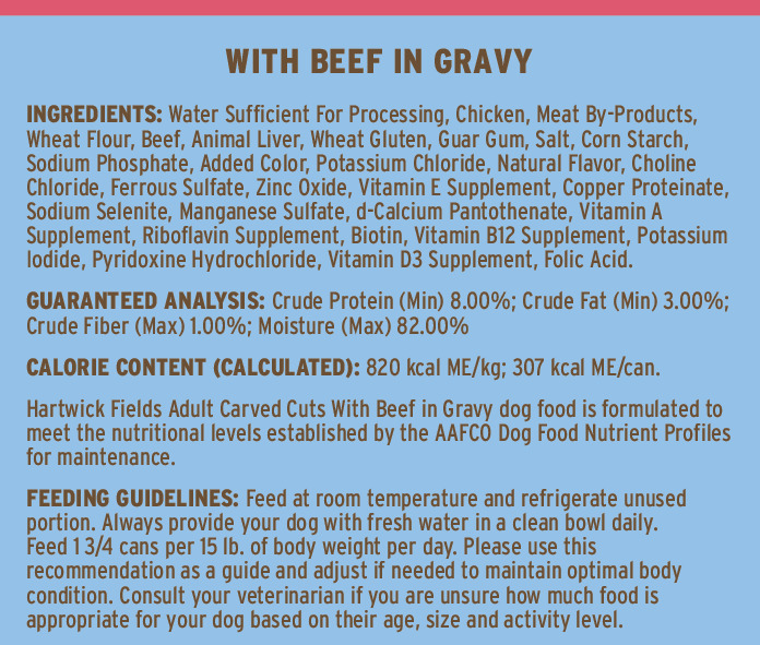 Hartwick Fields Adult Carved Cuts With Beef in Gravy Wet Dog Food, 13.2 Ounces