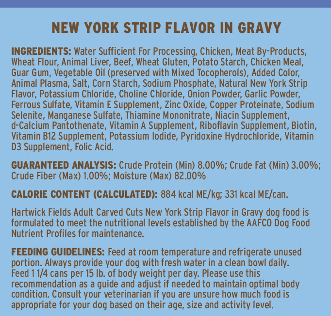 Hartwick Fields Adult Carved Cuts New York Strip Flavor Wet Dog Food, 13.2 Ounces