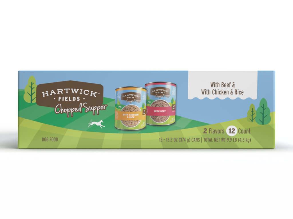 Hartwick Fields Adult Chopped Supper With Beef & With Chicken & Rice Wet Dog Food Variety Pack, 12 C