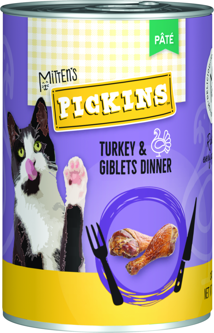 Mitten's Pickins Pâté Turkey & Giblets Dinner Wet Cat Food, 13