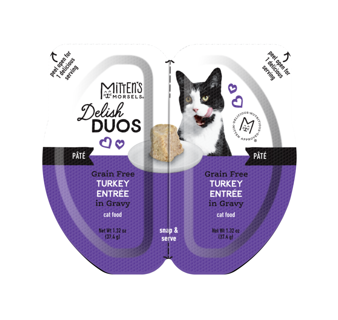 Mitten's Morsels Delish Duos Grain Free Pâté Wet Cat Food, Turkey