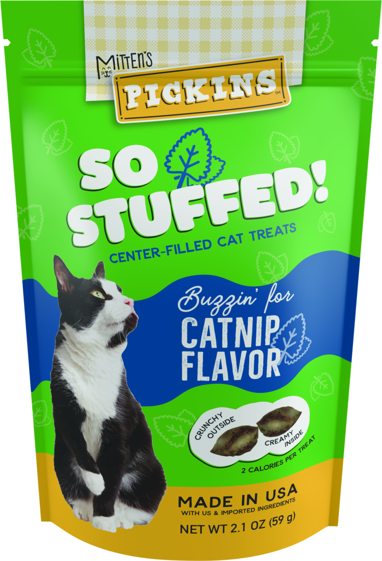 Mitten's Pickins Buzzin' for Catnip Flavor Center-Filled Cat Treats, 3 Ounces
