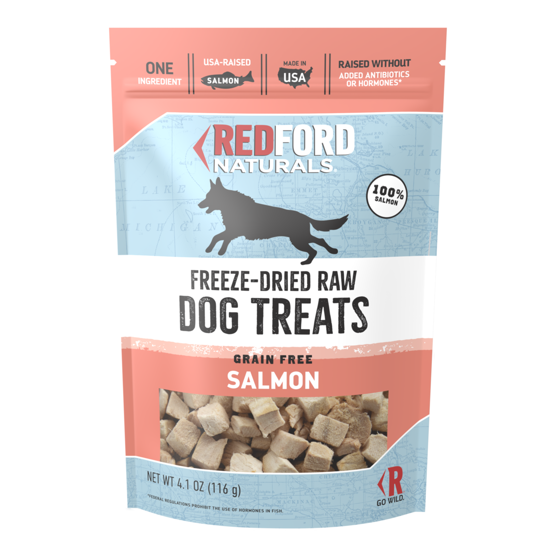 Redford Naturals Freeze-Dried Raw Grain Free Dog Treats, Salmon, 4.1 Ounces