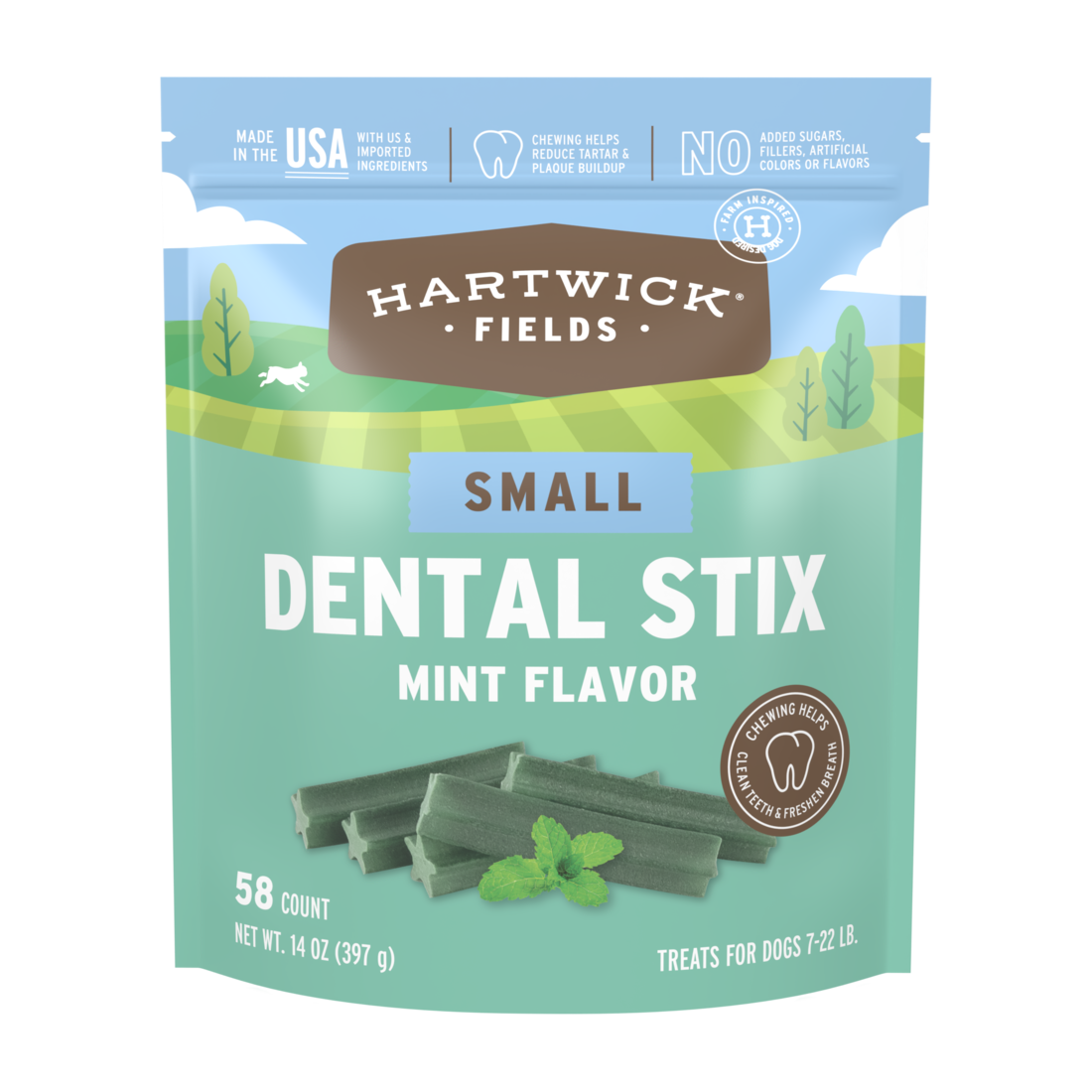 Hartwick Fields Dental Stix, Mint Flavor, Small, 58 Count