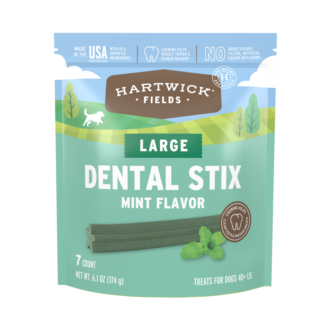 Hartwick Fields Dental Stix, Mint Flavor, Large, 7 Count