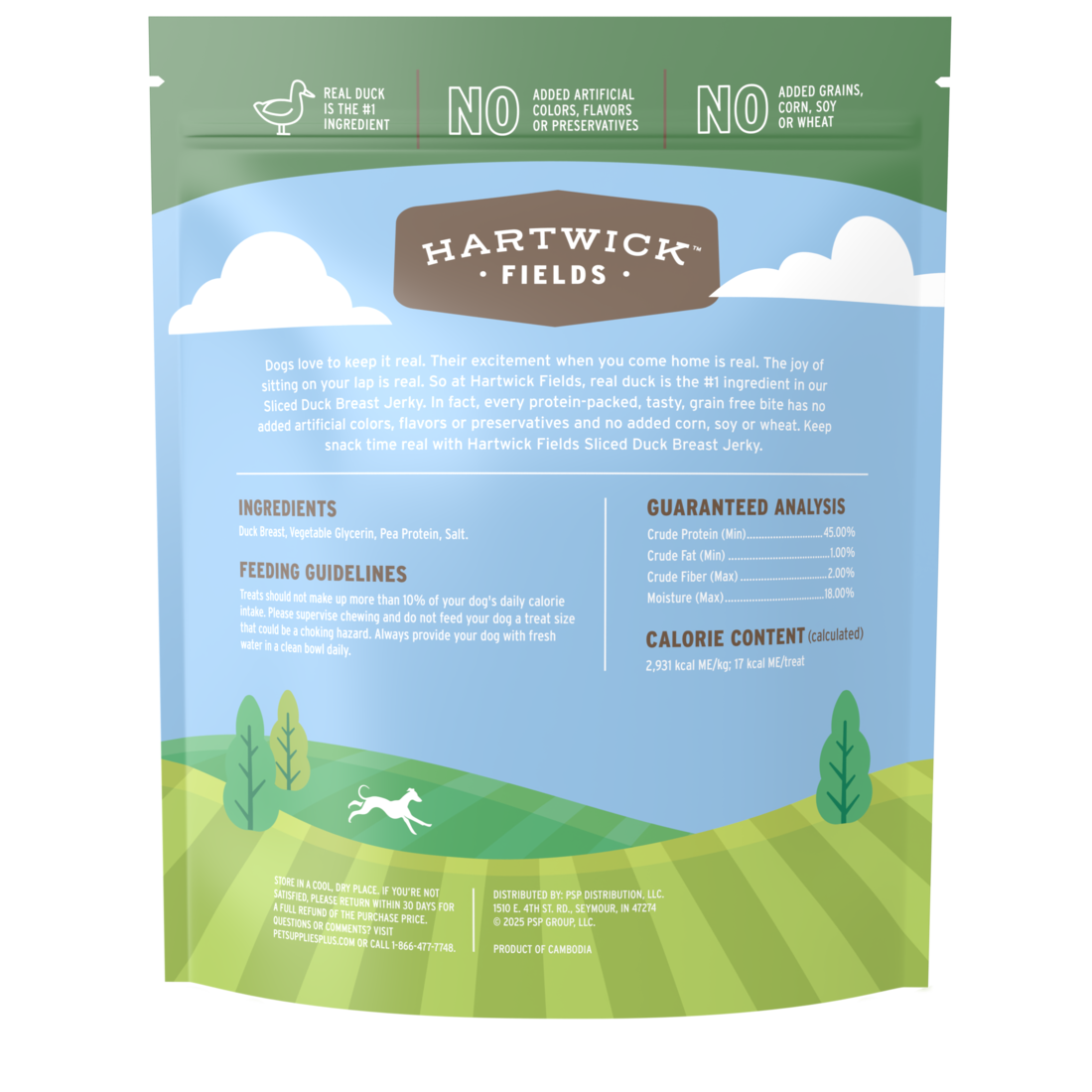 Hartwick Fields Sliced Duck Breast Jerky Dog Treats, 12 Ounces