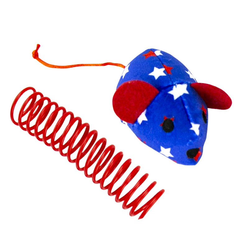 Cat Toys Balls & Chasers Play On Plush USA Mouse and Spring Cat Toy
