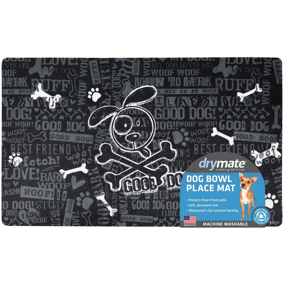 Drymate Pet Placemat, Cross Bones Print