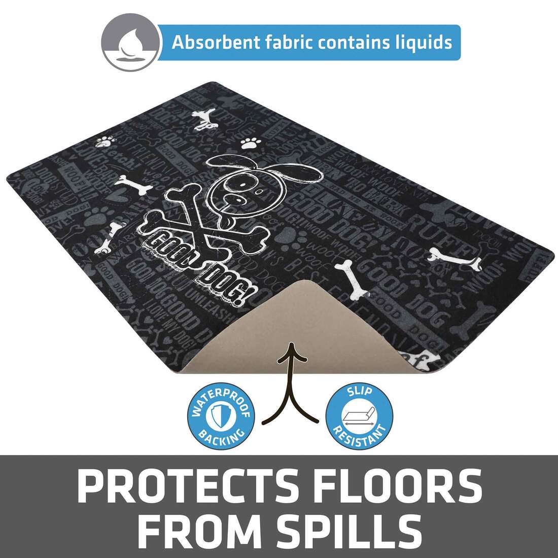 Drymate Pet Placemat, Cross Bones Print