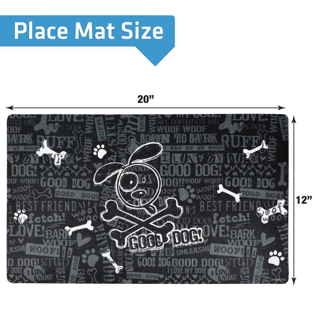 Drymate Pet Placemat, Cross Bones Print