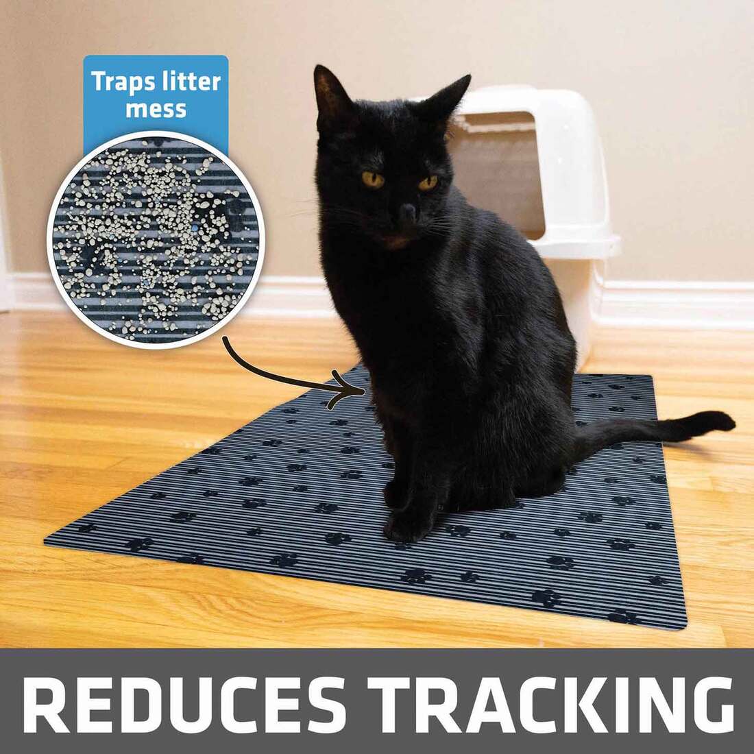 Drymate Cat Litter Mat, Grey Paw Print