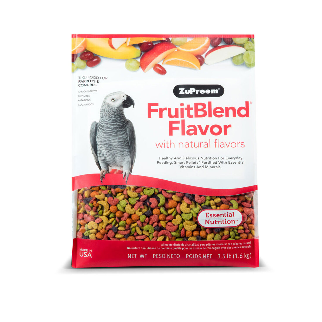 ZuPreem FruitBlend Flavor with Natural Flavors for Parrots & Conures, 3.5 Pound Bag