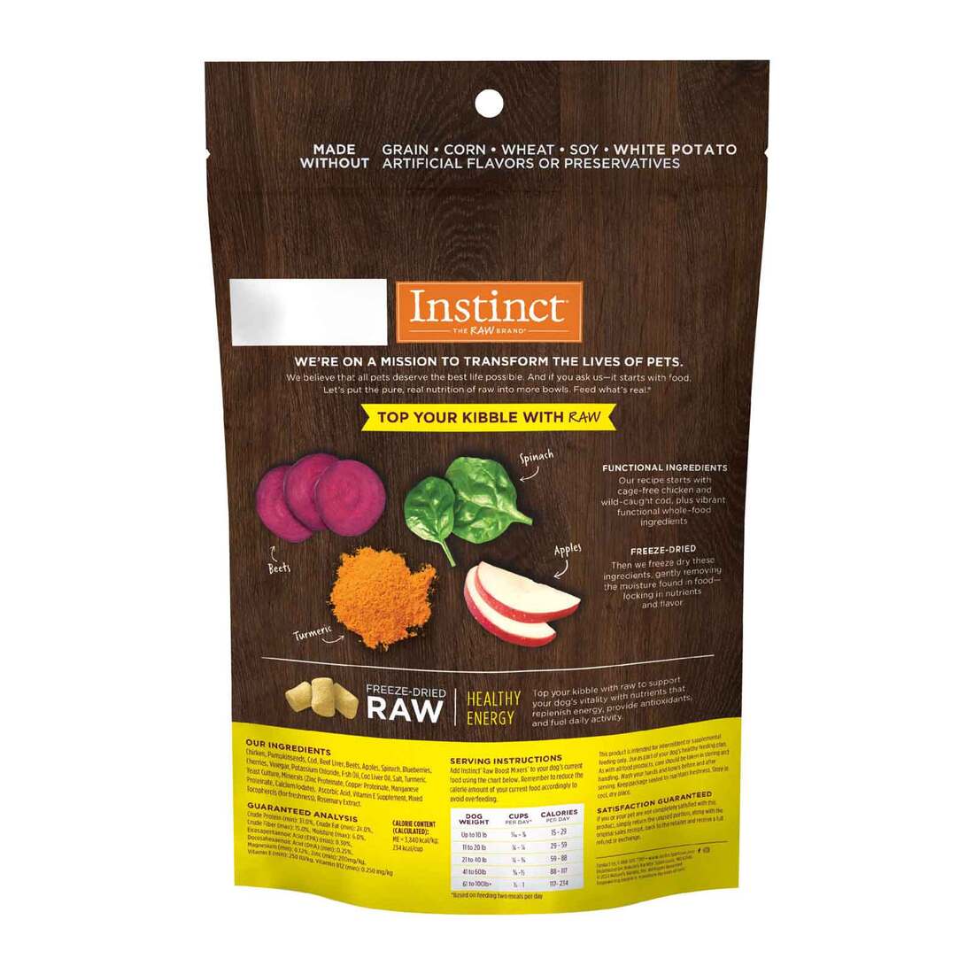Instinct Raw Boost Mixers Healthy Energy Freeze-Dried Dog Food Topper, 5.5 Ounce Bag