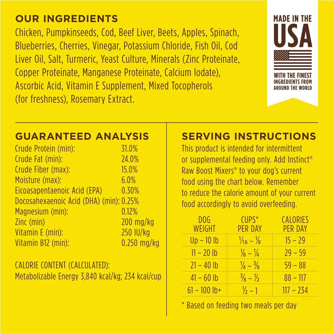 Instinct Raw Boost Mixers Healthy Energy Freeze-Dried Dog Food Topper, 5.5 Ounce Bag