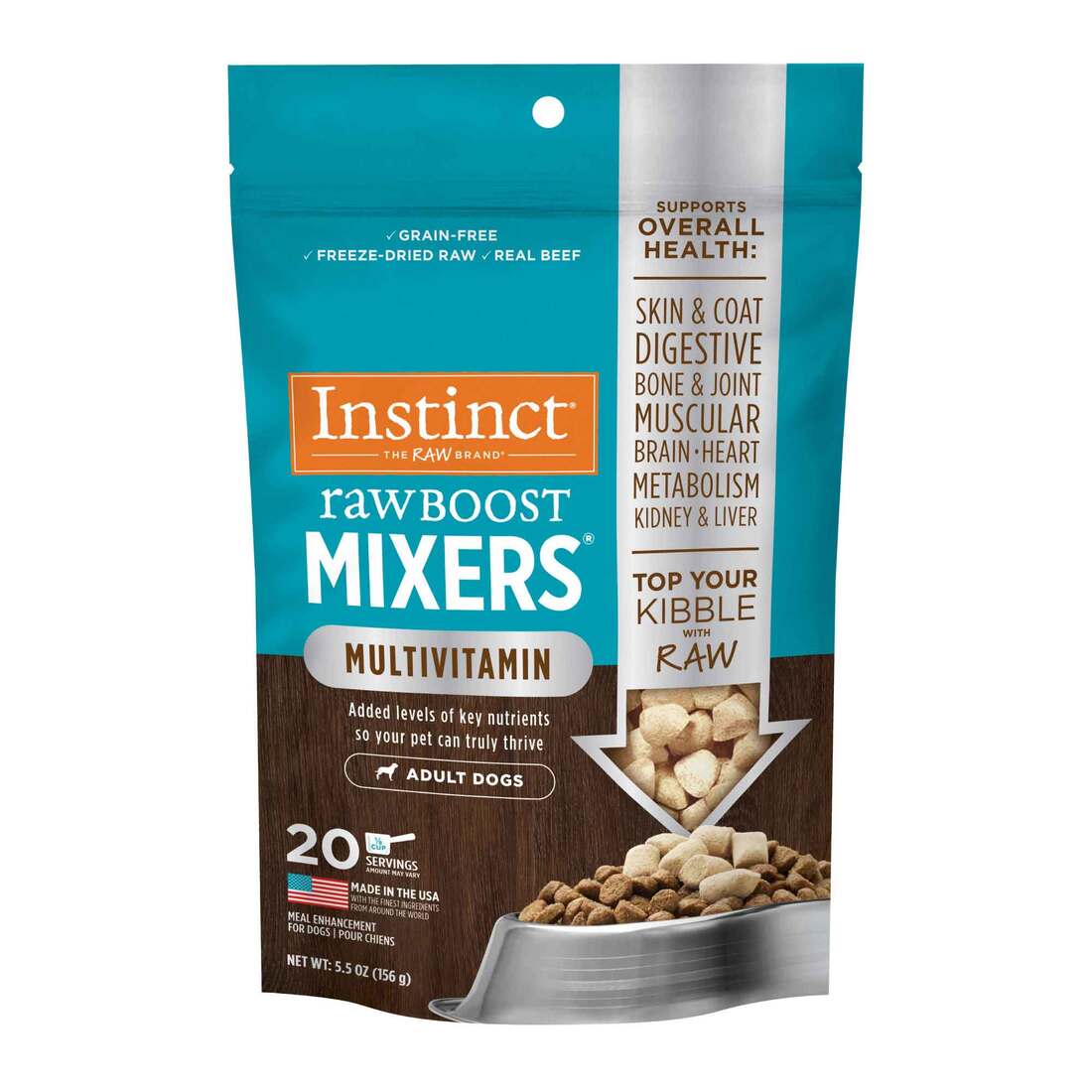 Instinct Raw Boost Mixers Multivitamin for Adult Dogs Freeze-Dried Food Topper, 5.5 Ounce Bag