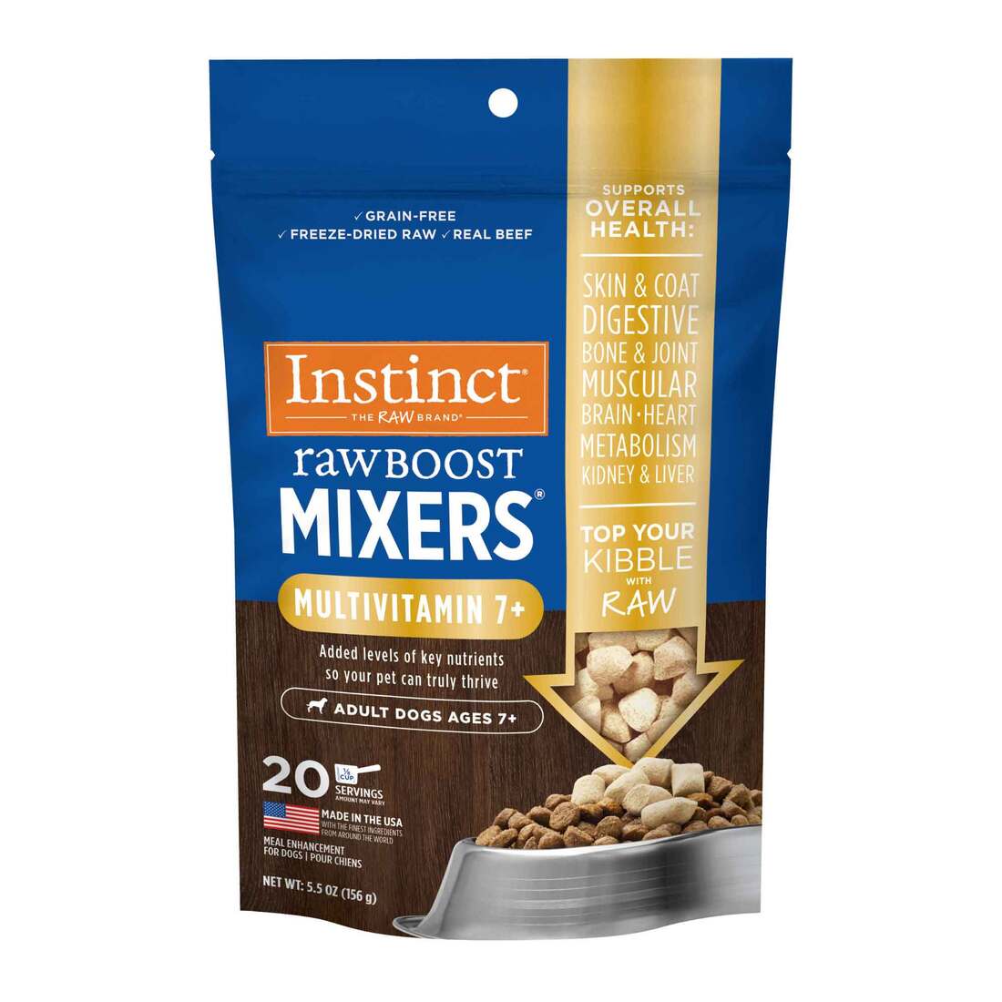 Instinct Raw Boost Mixers Multivitamin for Adult Dogs Ages 7+ Freeze-Dried Food Topper, 5.5 Ounce Ba