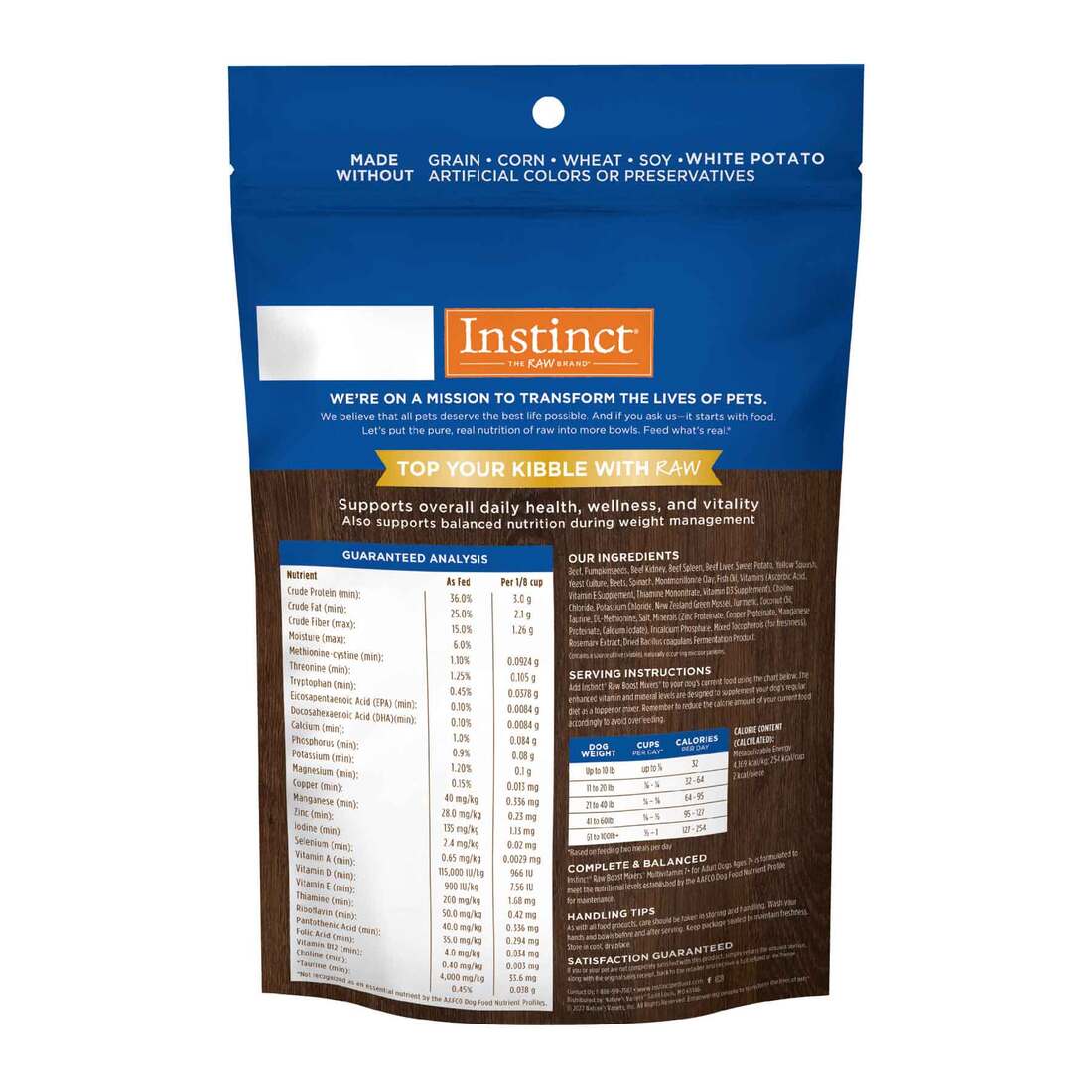 Instinct Raw Boost Mixers Multivitamin for Adult Dogs Ages 7+ Freeze-Dried Food Topper, 5.5 Ounce Ba