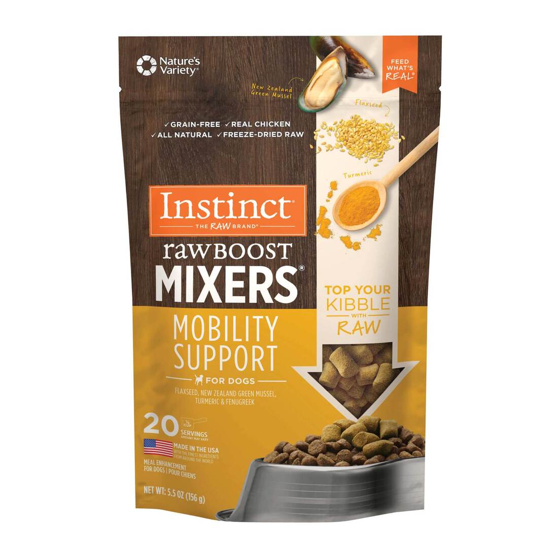 Instinct Freeze-Dried Raw Boost Mixers Grain-Free Mobility Support Recipe Dog Food Topper, 5.5 Ounce