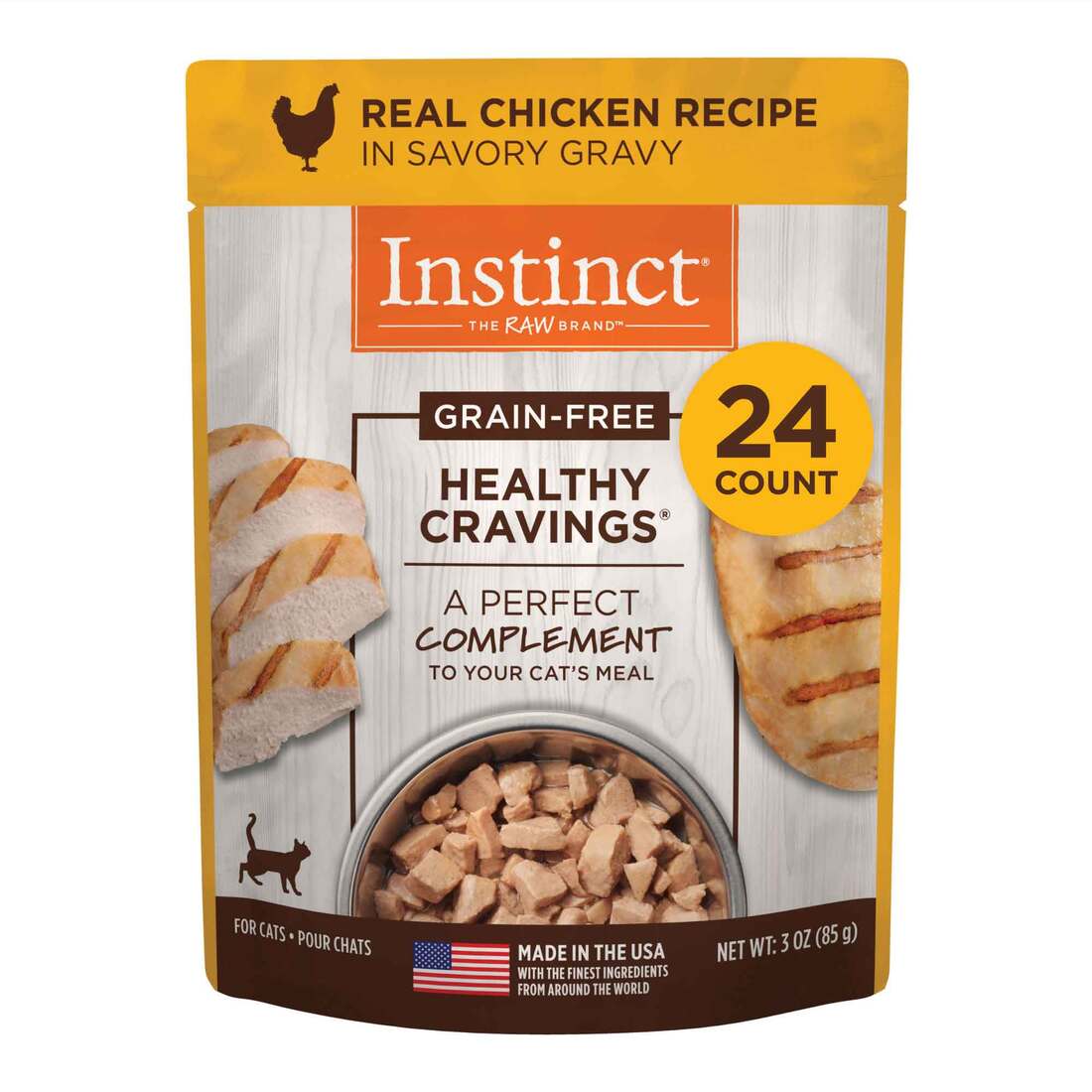 Instinct Healthy Cravings Natural Wet Cat Food, Topper, Grain Free Cuts & Gravy Real Chicken Recipe,