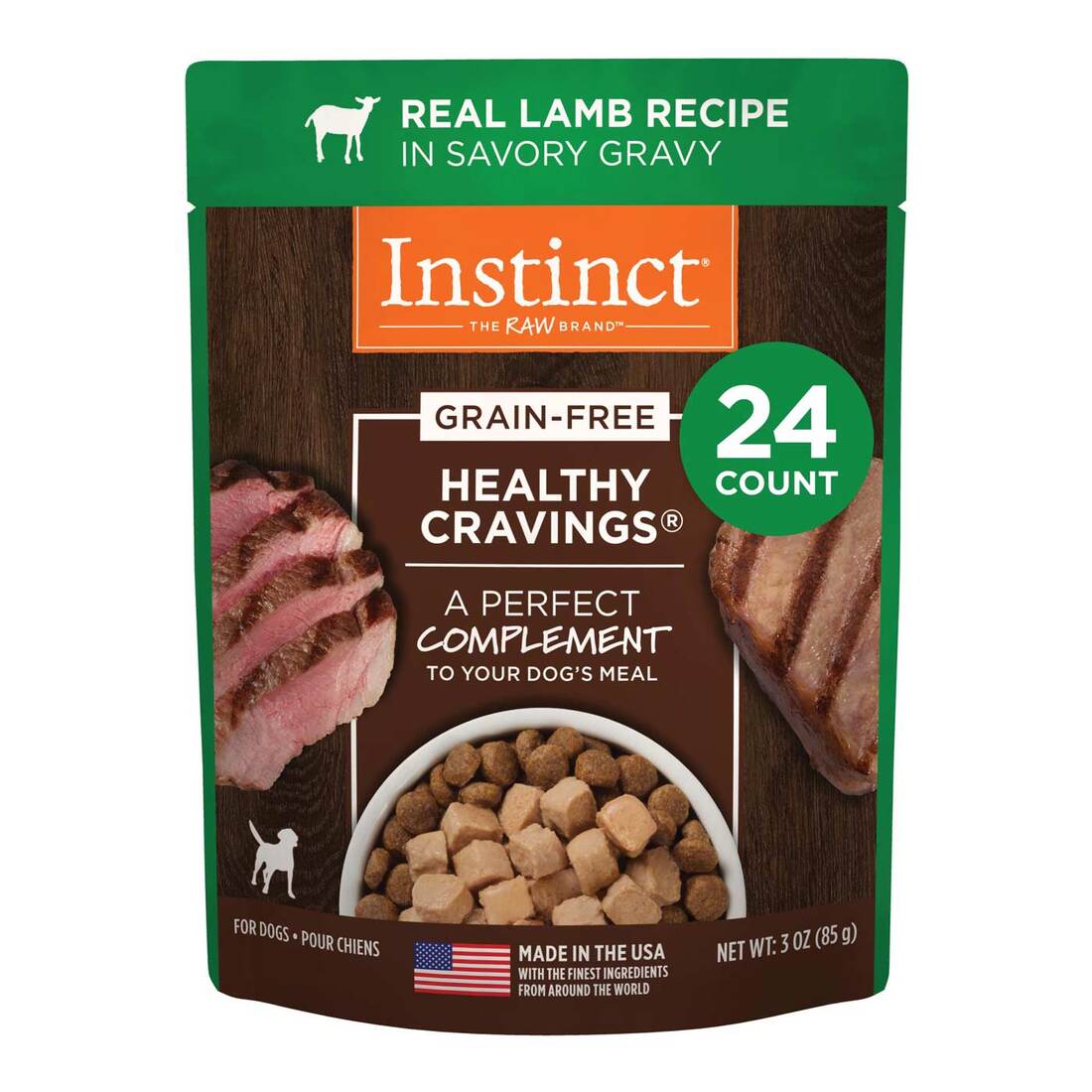 Instinct Healthy Cravings Grain-Free Cuts & Gravy Real Lamb Recipe in Savory Gravy Wet Dog Food Topp