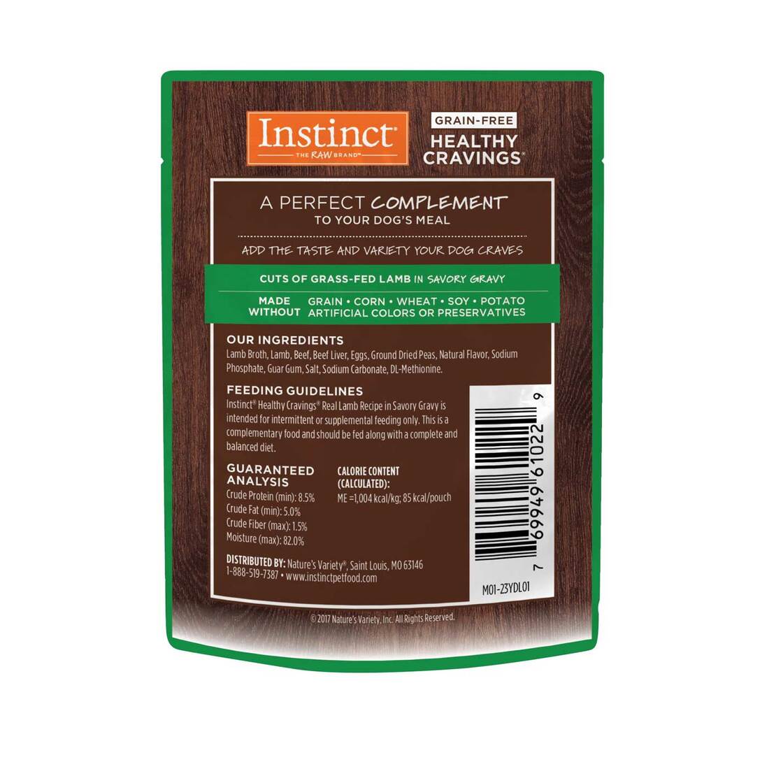 Instinct Healthy Cravings Grain-Free Cuts & Gravy Real Lamb Recipe in Savory Gravy Wet Dog Food Topp
