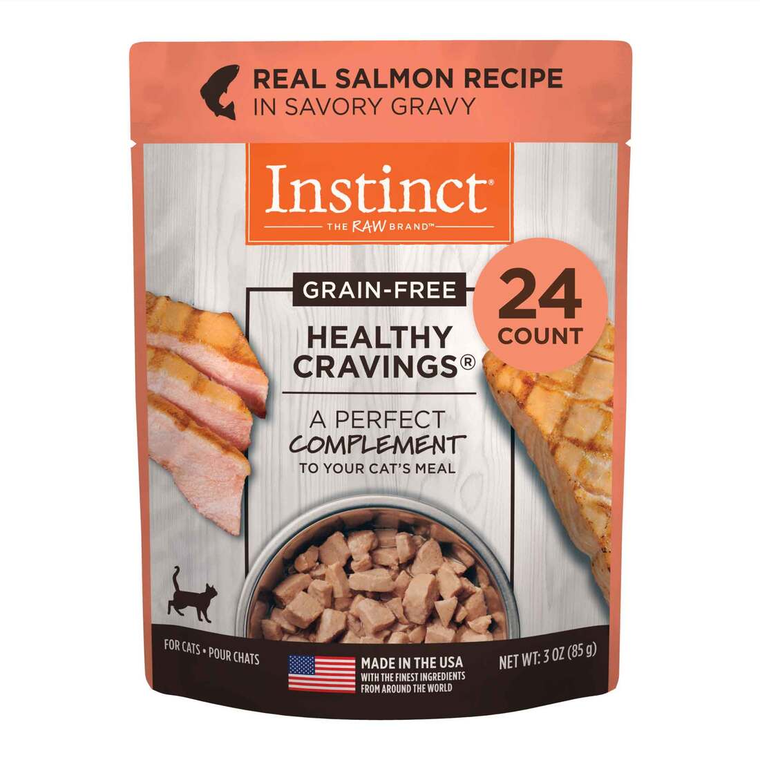 Instinct Healthy Cravings Natural Wet Cat Food, Topper, Grain-Free Cuts & Gravy Real Salmon Recipe, 