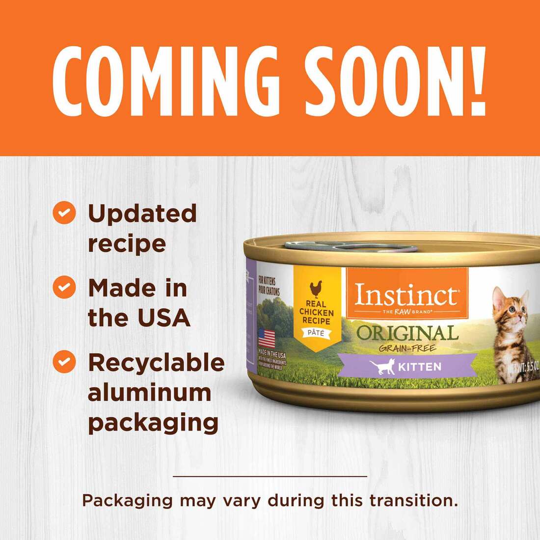 Instinct Original Kitten Chicken Wet Cat Food, 5.5 Ounce Can
