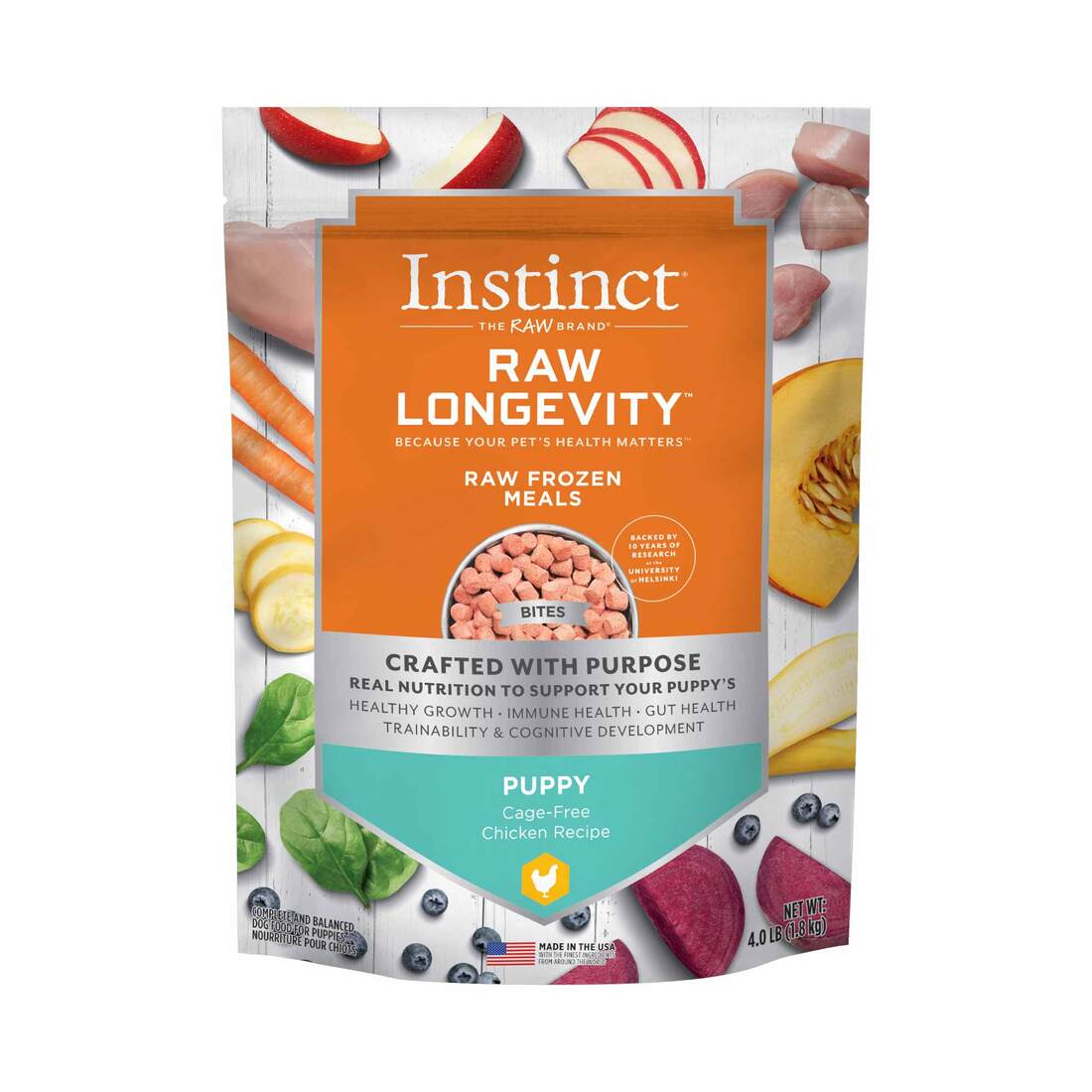Instinct Raw Longevity Puppy Frozen Chicken Bites Dog Food, 4 Pound Bag - Not Available For Delivery