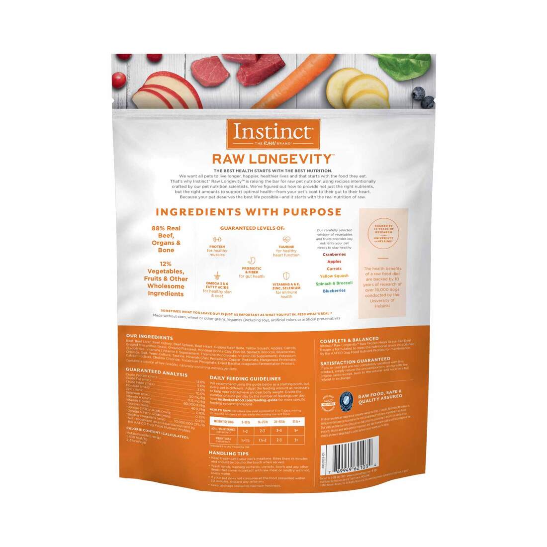 Instinct Raw Longevity Adult Frozen Beef Bites Dog Food, 4 Pound Bag - Not Available For Delivery