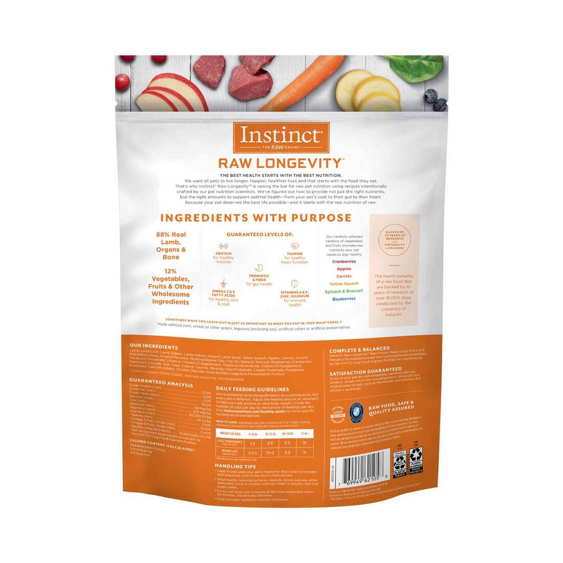 Instinct Raw Longevity Adult Frozen Lamb Bites Dog Food, 4 Pound Bag - Not Available For Delivery