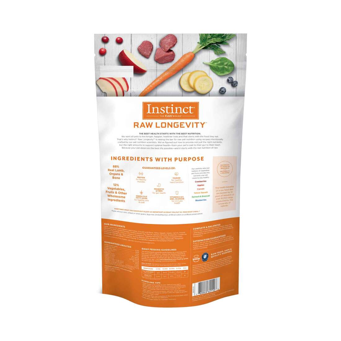 Instinct Frozen Longevity Raw Grass Fed Dog Food, Lamb, 6 Pounds - Not Available for Delivery