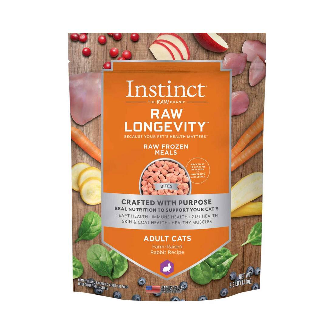 Instinct Raw Longevity™ Frozen Cat Food, Adult Rabbit Bites, 2.5 Pounds - Not Available for Delivery