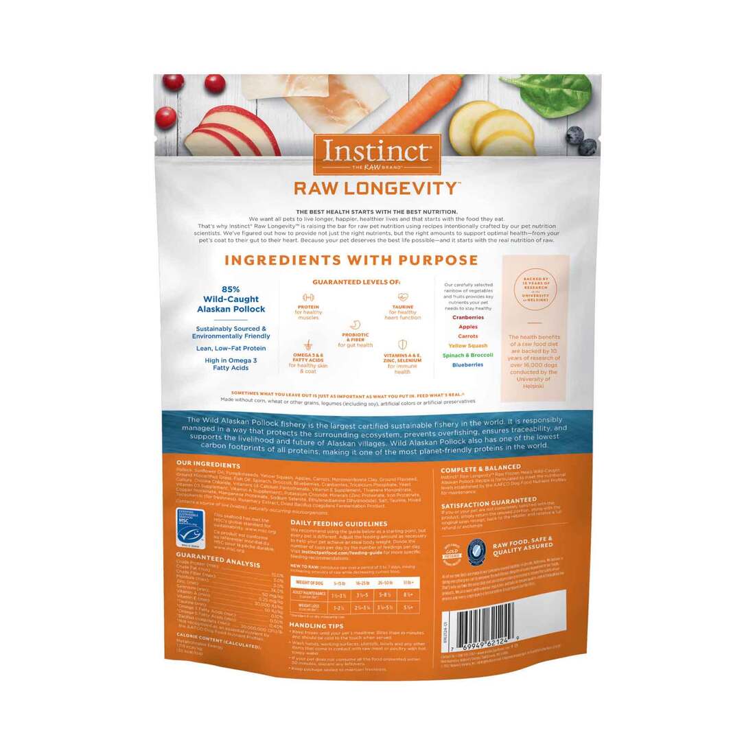 Instinct Raw Longevity Adult Frozen Pollock Bites Dog Food, 4 Pounds - Not Available for Delivery