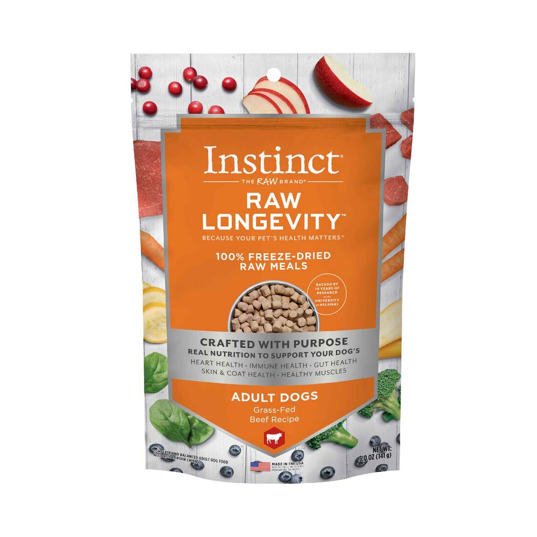 Instinct Raw Longevity Adult Freeze-Dried Beef Bites Dog Food, 5 Ounce Bag