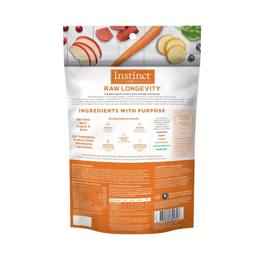 Instinct Raw Longevity Adult Freeze-Dried Beef Bites Dog Food, 5 Ounce Bag