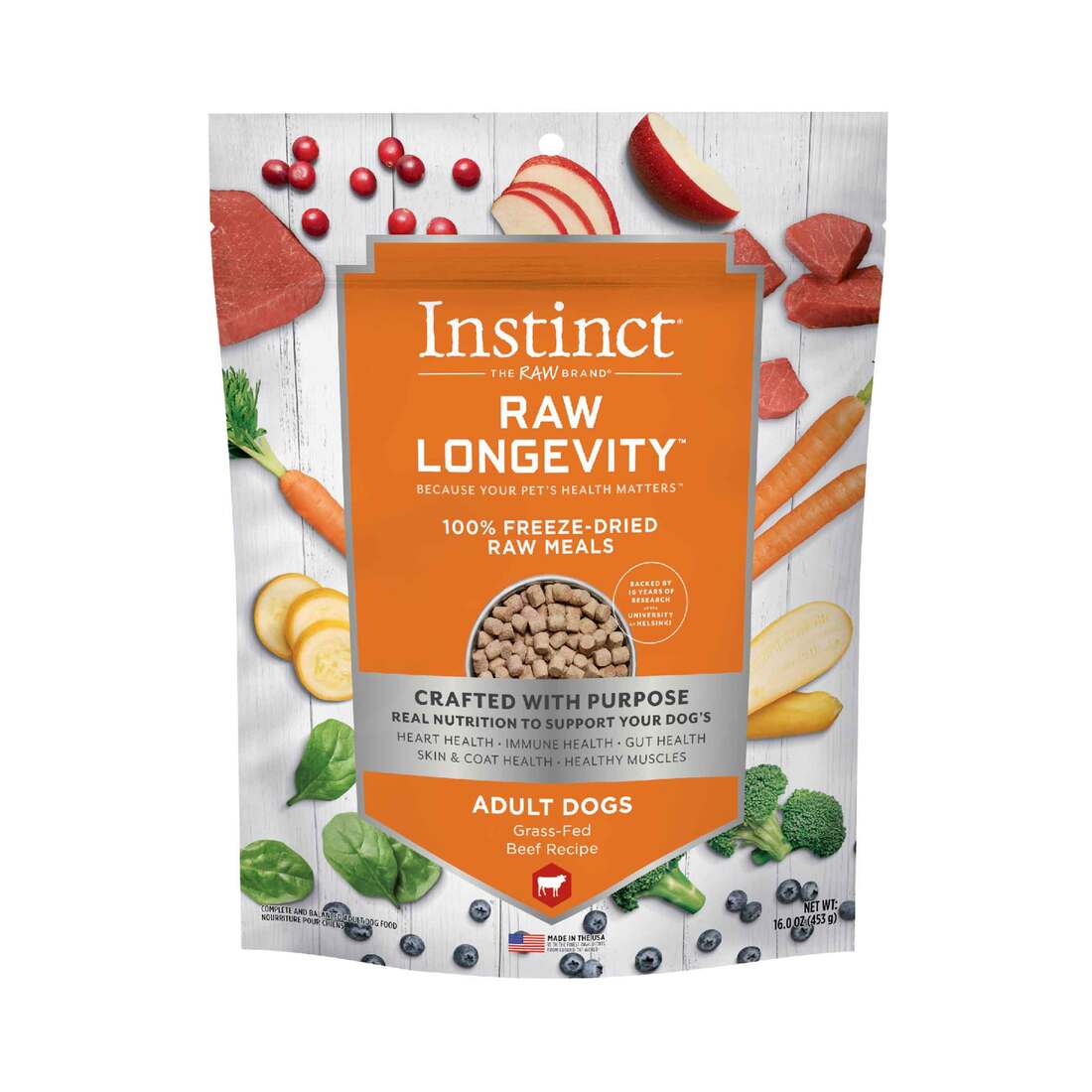 Instinct Raw Longevity Adult Freeze-Dried Beef Bites Dog Food, 16 Ounce Bag