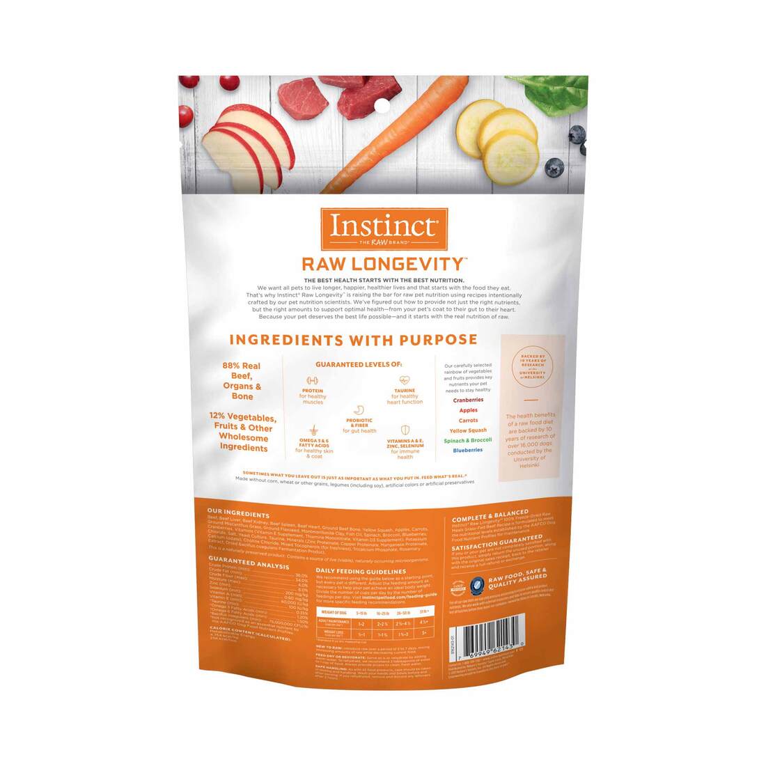 Instinct Raw Longevity Adult Freeze-Dried Beef Bites Dog Food, 9.5 Ounce Bag