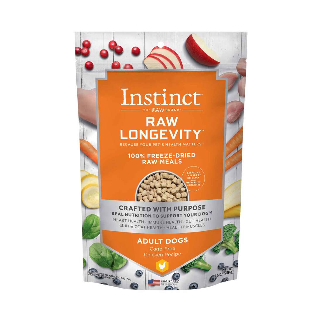 Instinct Raw Longevity Adult Freeze-Dried Chicken Bites Dog Food, 9.5 Ounce Bag