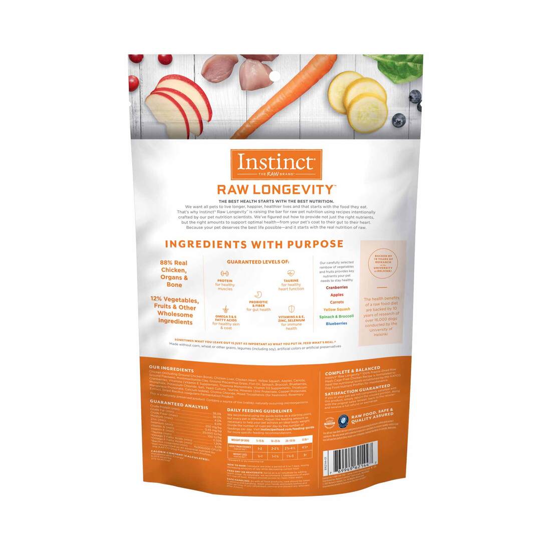 Instinct Raw Longevity Adult Freeze-Dried Chicken Bites Dog Food, 9.5 Ounce Bag