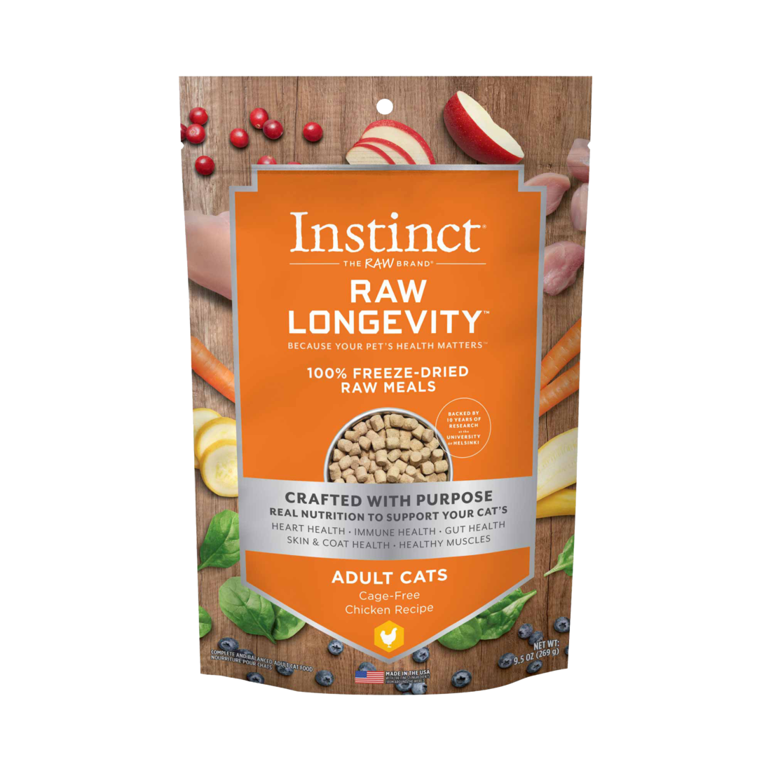 Instinct Raw Longevity™ Freeze Dried Cat Food, Adult Grain Free Chicken Bites, 9.5 Ounces