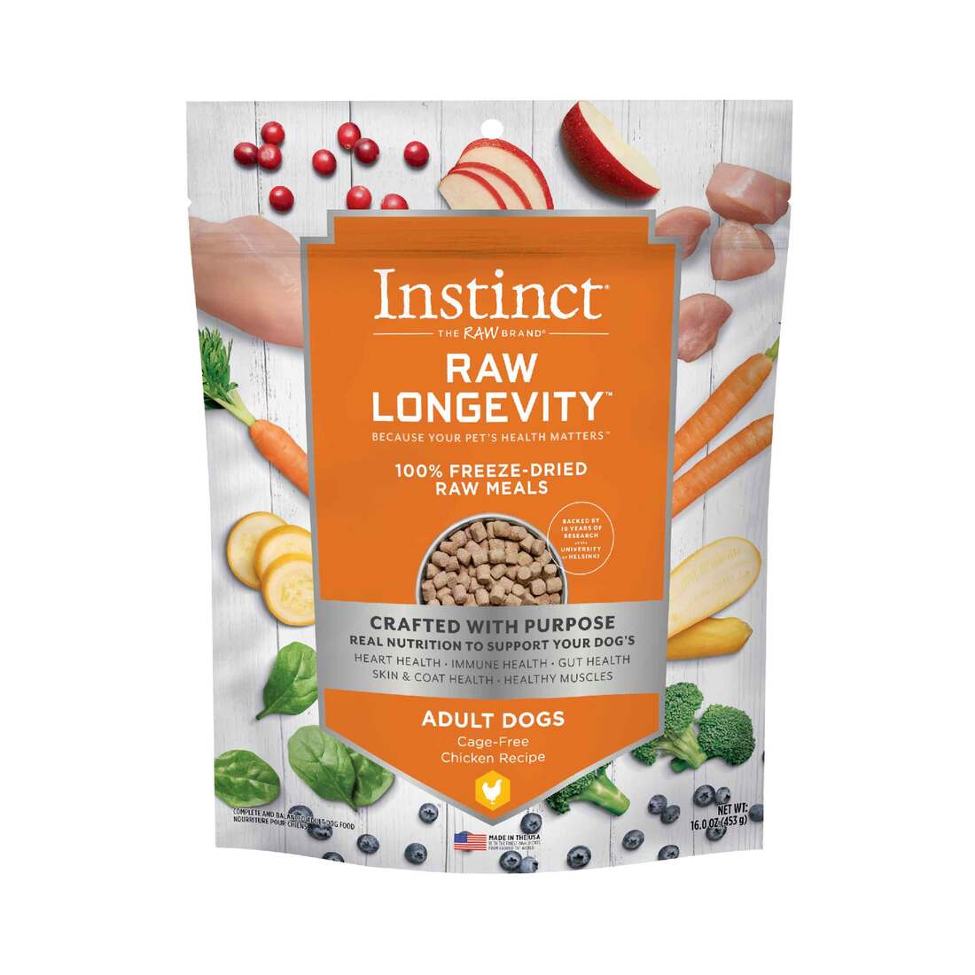 Instinct Raw Longevity Adult Freeze-Dried Chicken Bites Dog Food, 16 Ounce Bag