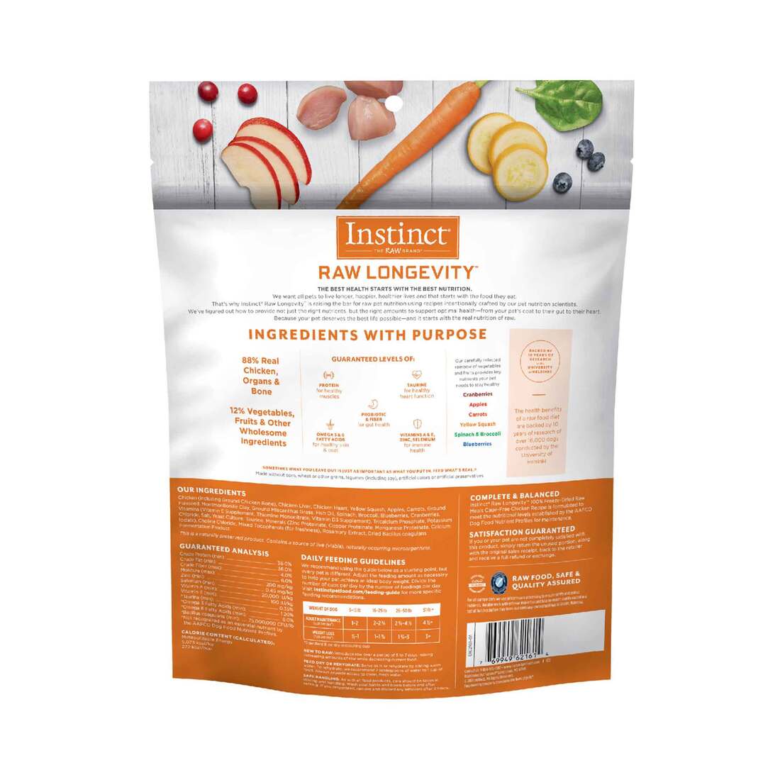 Instinct Raw Longevity Adult Freeze-Dried Chicken Bites Dog Food, 16 Ounce Bag